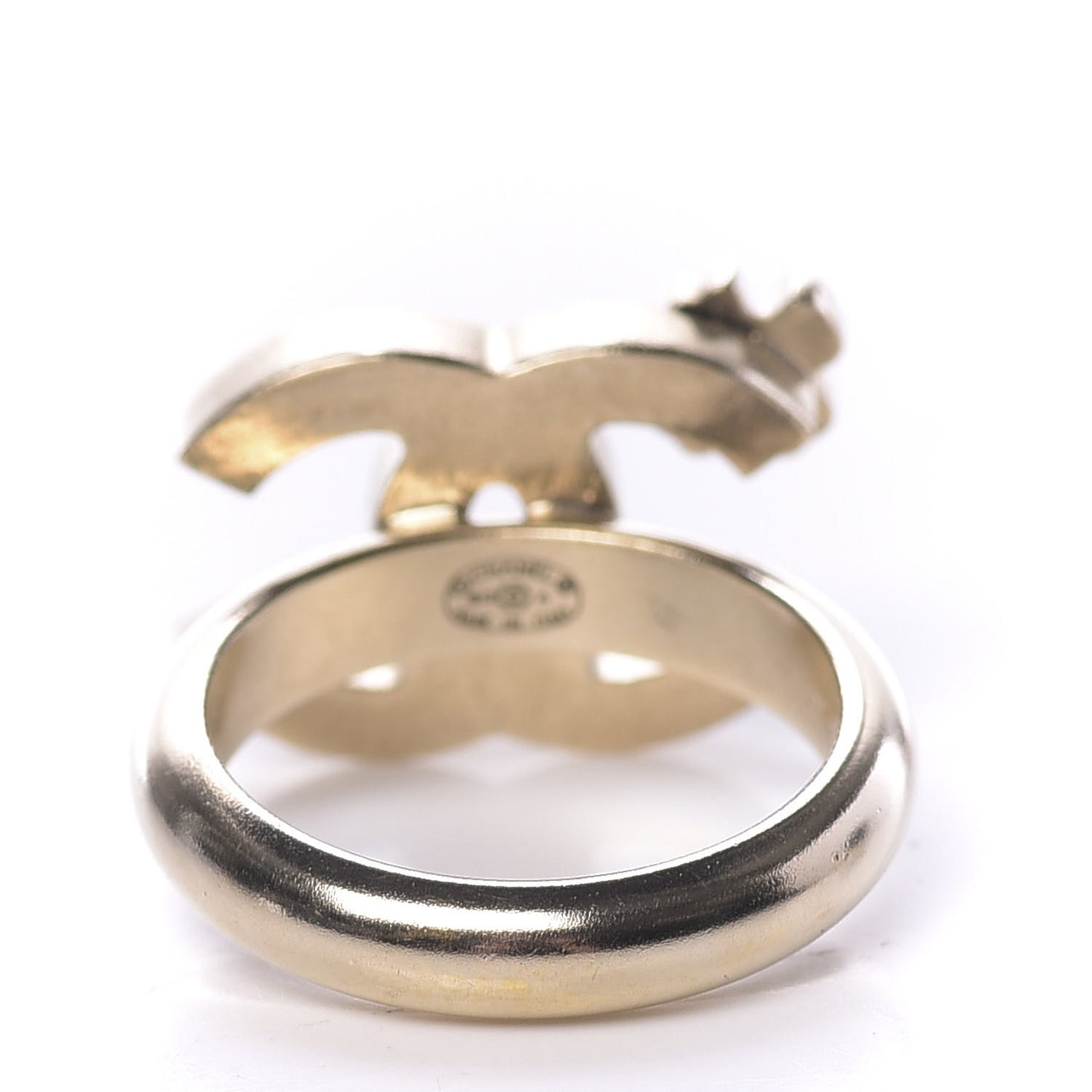 Enamel CC Clover Ring 6.25 Black Gold