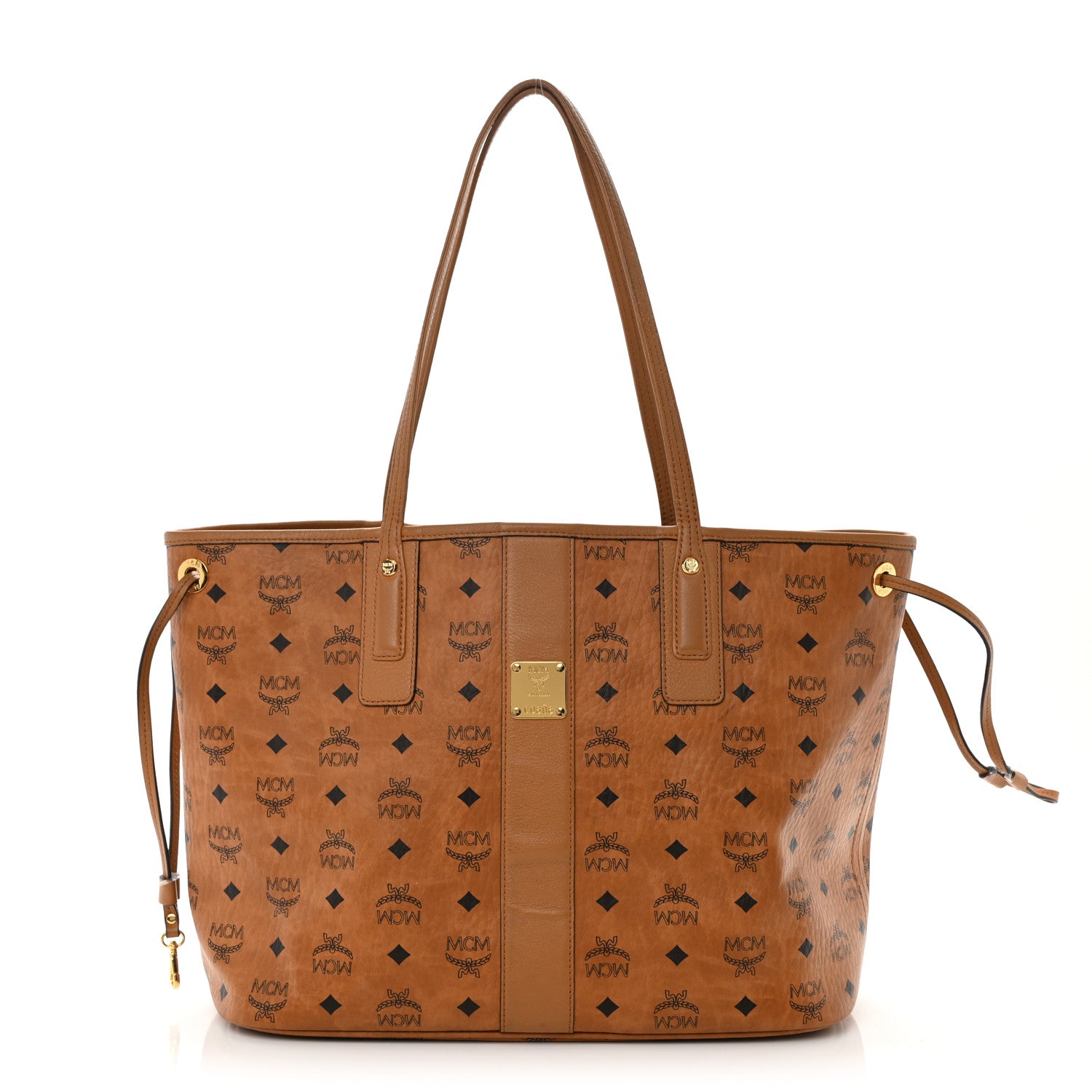 MCM Visetos Medium Project Reversible Shopper Tote Cognac 3 of 12
