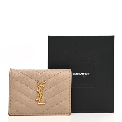 Saint Laurent Grain De Poudre Matelasse Chevron Monogram Card Case Nude Powder 11 of 11