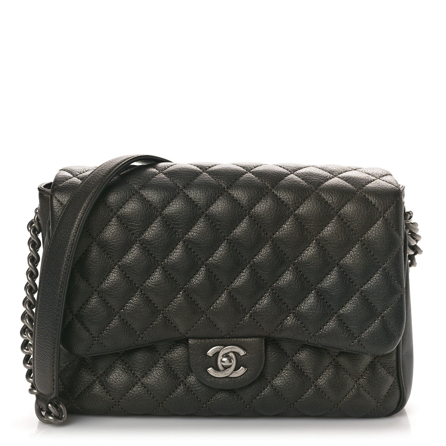 Chanel Caviar Quilted Medium Rock In Rome Single Flap Charcoal 1 of 13