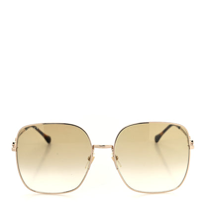 Gucci Metal Horsebit Square Frame Sunglasses GG0879S Gold 2 of 7