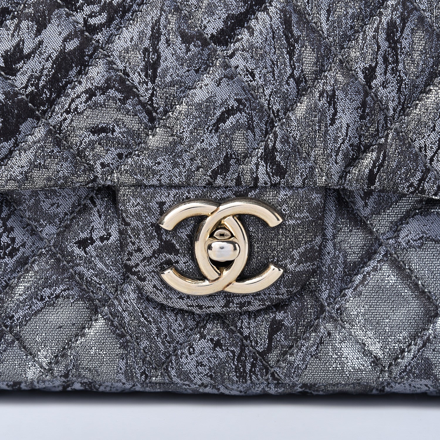 Chanel Metallic Brocade Quilted Medium Double Flap Dark Grey 9 of 11