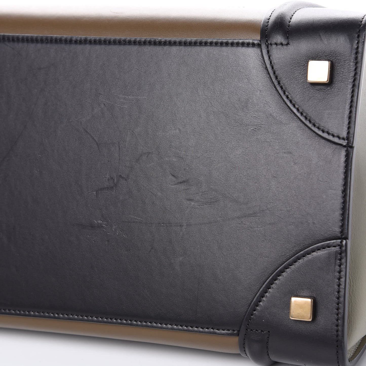 Satin Calfskin Mini Tri-Color Luggage Dark Grey