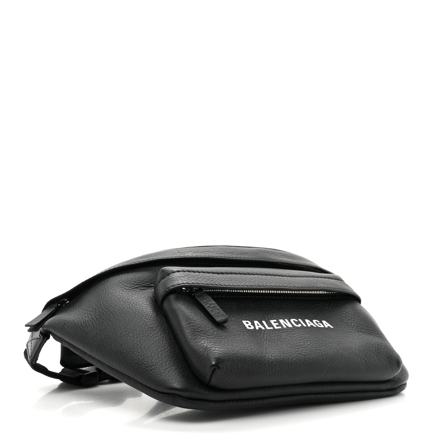 Balenciaga Smooth Calfskin Logo Large Everyday Beltpack Black White 4 of 9