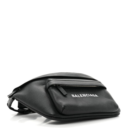 Balenciaga Smooth Calfskin Logo Large Everyday Beltpack Black White 4 of 9