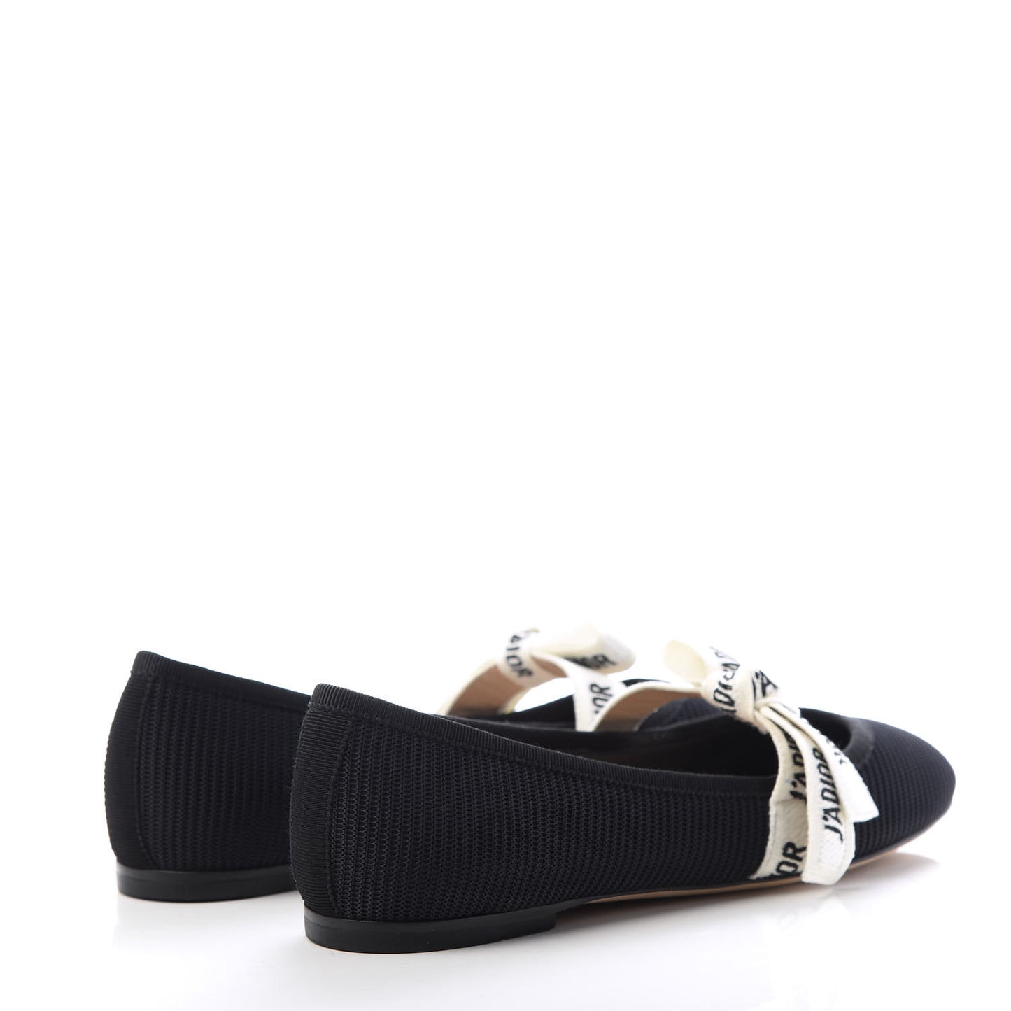 Fabric Ribbon Embroidered J'Adior Ballet Flats 35.5 Black