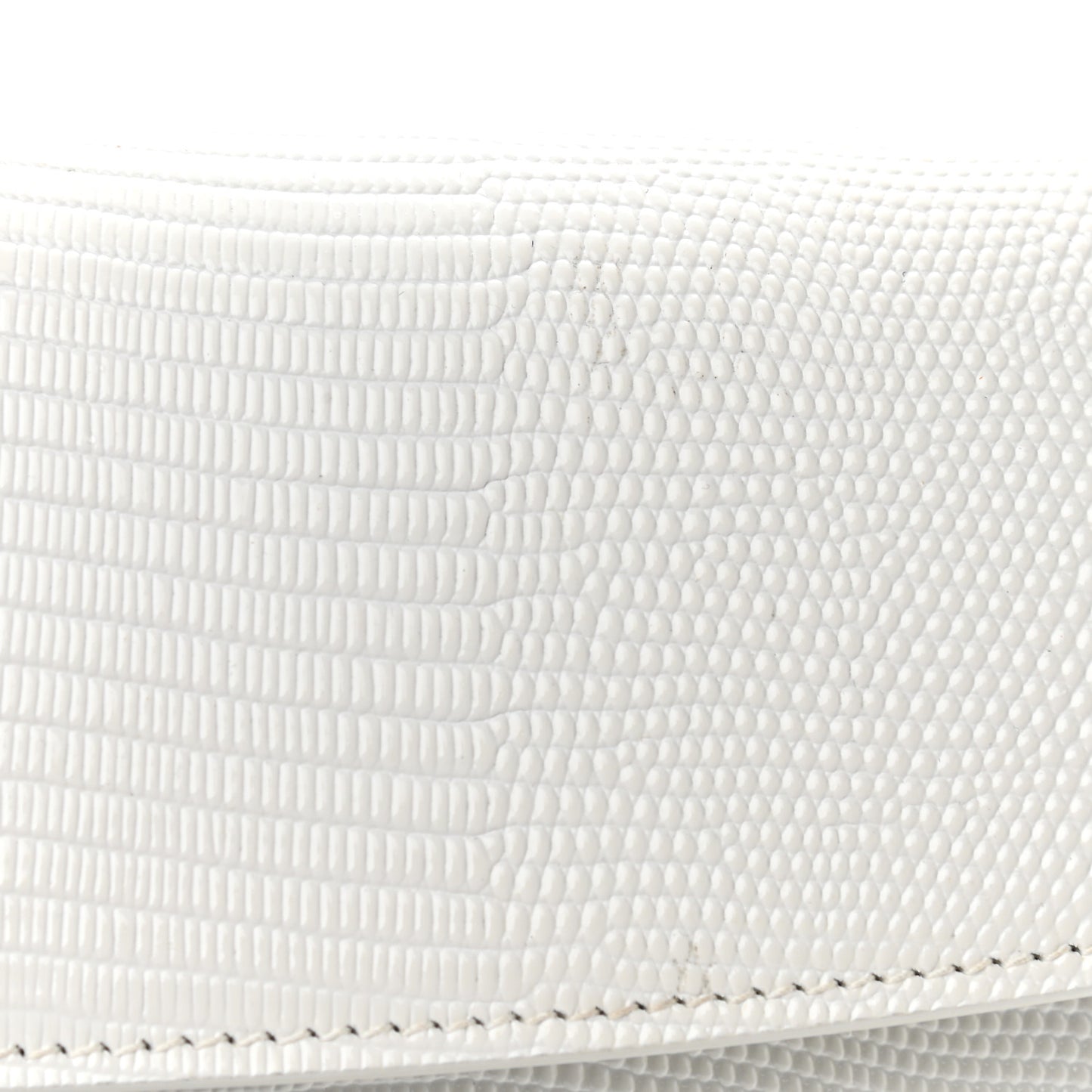 Patent Calfskin Lizard Embossed Medium Ghost Shoulder Bag Optic White