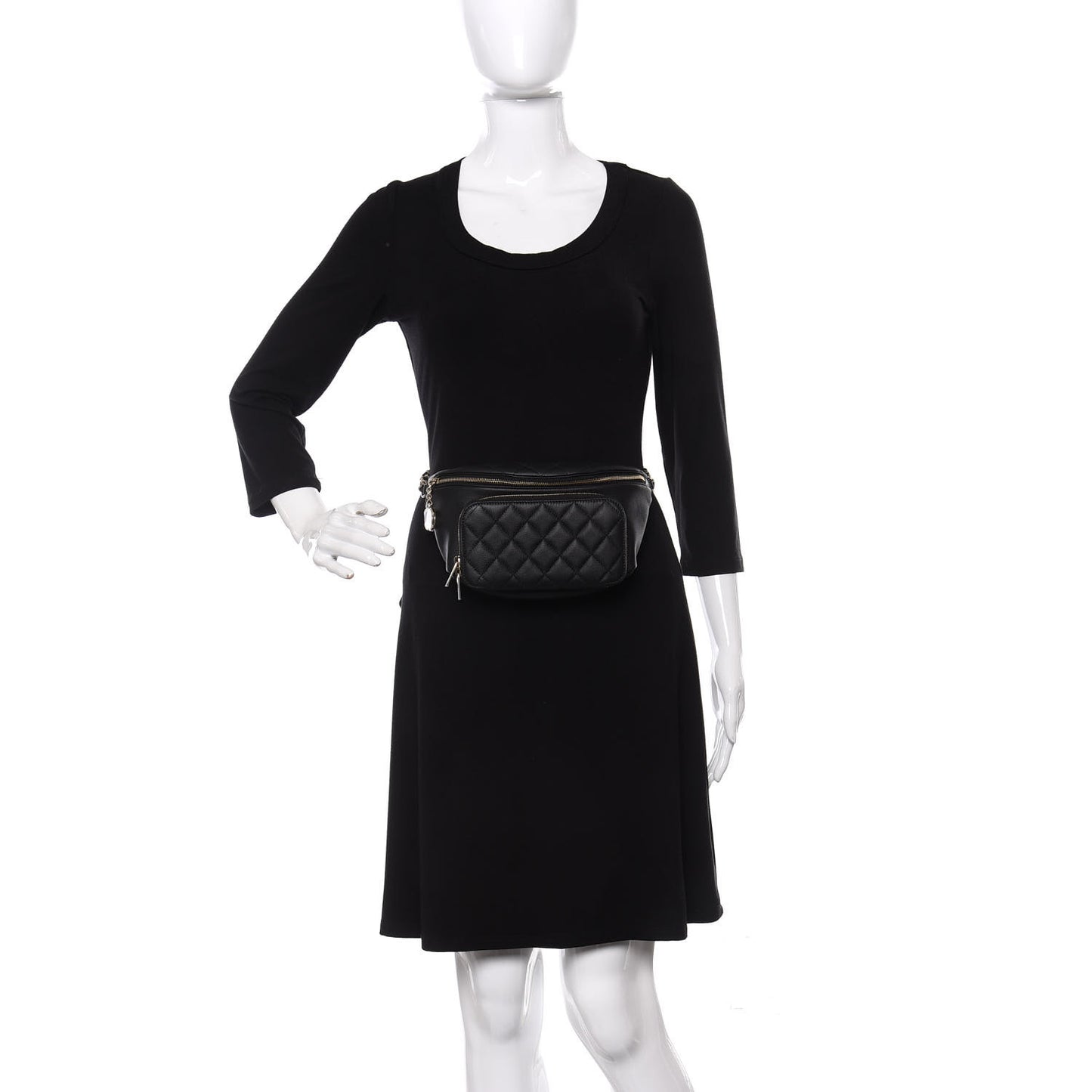 Caviar Quilted Business Affinity Waist Belt Bag Black