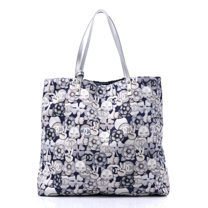 Chanel Nylon Cat Emoticon Tote Navy Silver 2 of 9