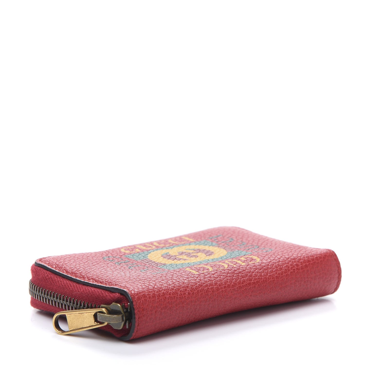 Gucci Calfskin Logo Zip Around Card Case Hibiscus Red 4 of 8