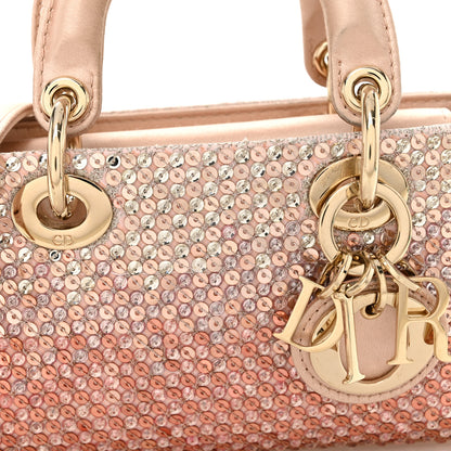Christian Dior Satin Crystal Sequins Embroidered Micro Lady D-Joy Pink 8 of 10