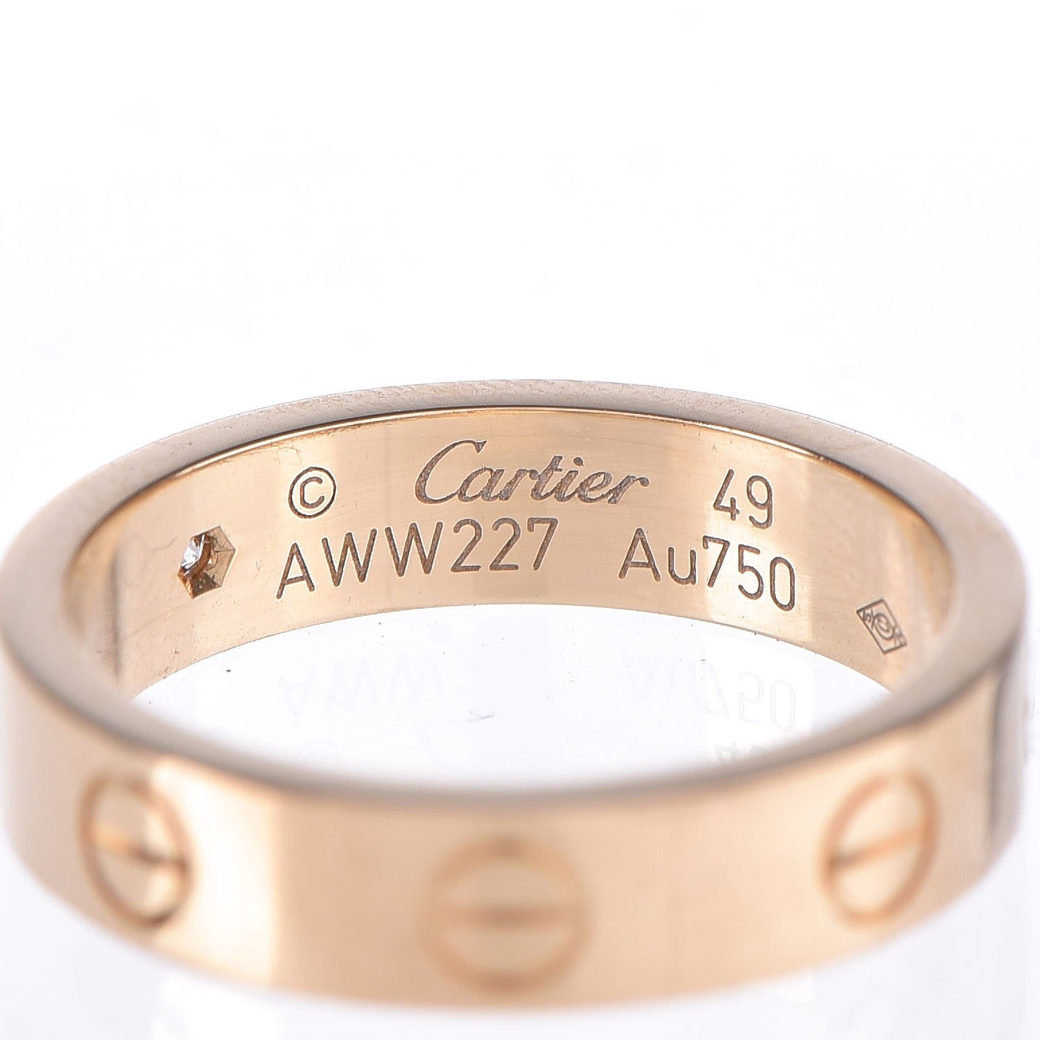 Cartier 18K Yellow Gold Diamond 4mm LOVE Wedding Band Ring 49 4.75 3 of 13