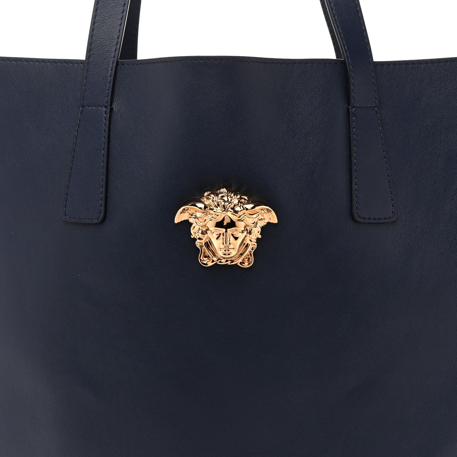 Versace Smooth Calfskin La Medusa Tote Bag Blue 7 of 9