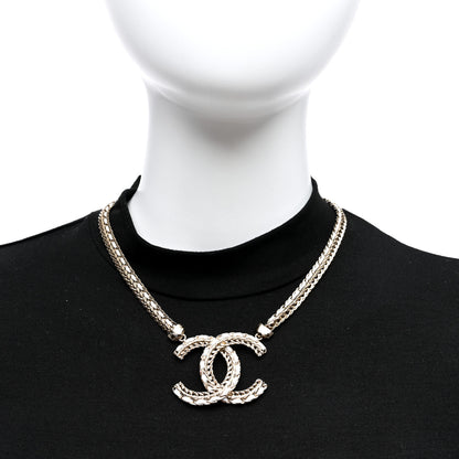 Chanel Metal Lambskin CC Chain Necklace Gold White 2 of 4