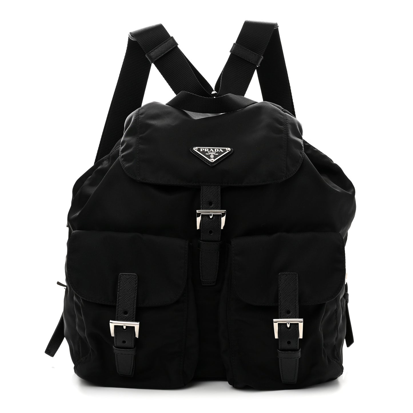 Tessuto Nylon Saffiano Medium Backpack Black