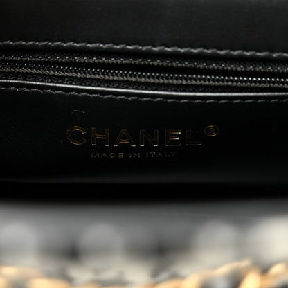 Chanel Tweed Houndstooth Quilted Nano Kelly Shopper Black White 6 of 10