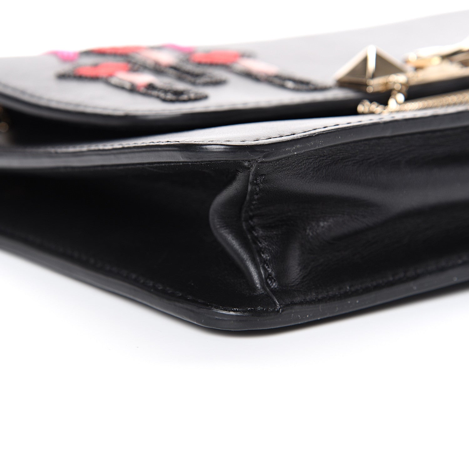 Valentino Garavani Calfskin Lipstick Small Rockstud Demilune Shoulder Bag Black 7 of 15