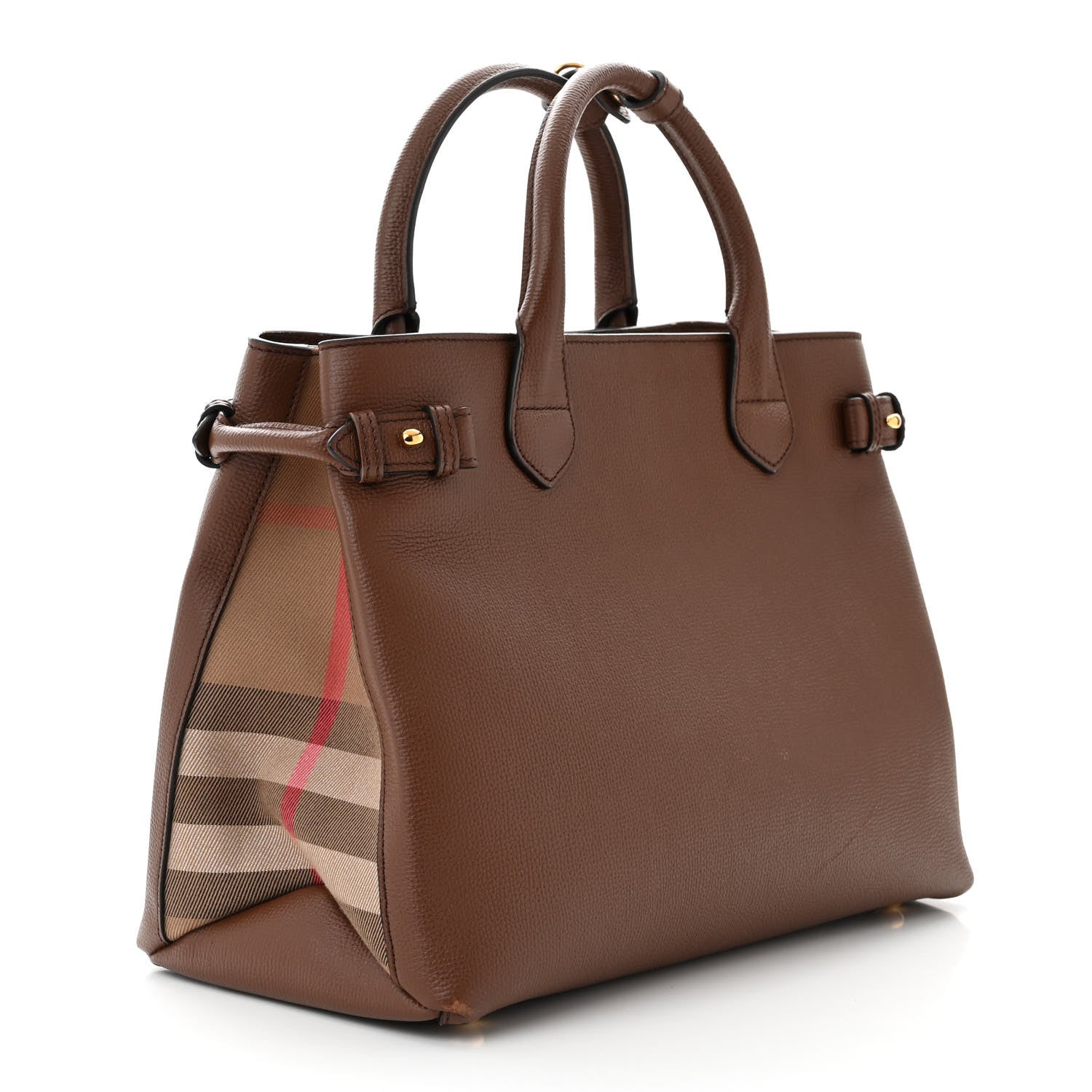 Burberry Grainy Calfskin House Check Medium Banner Tote Tan 3 of 14