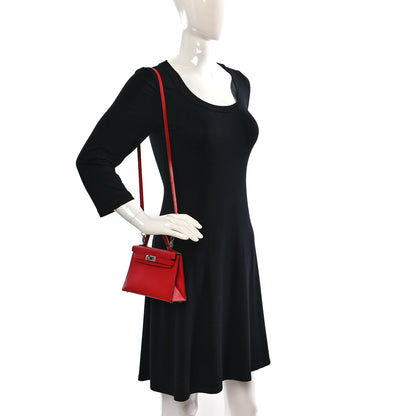 Hermes Chevre Mysore Mini Kelly Sellier 20 Rouge de Coeur 2 of 9