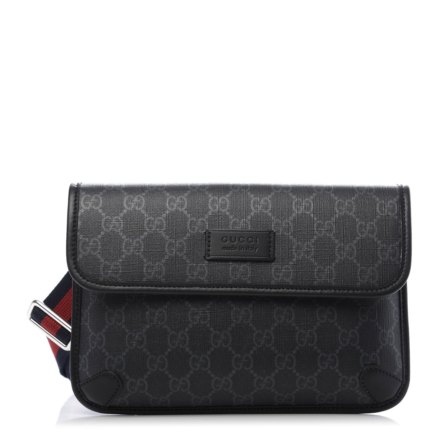 Gucci GG Supreme Monogram Web Slim Belt Bag Black Grey 1 of 9