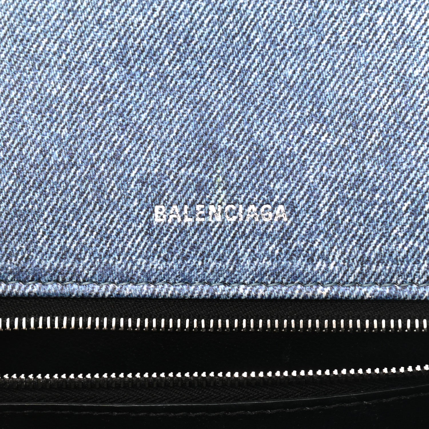 Balenciaga Nappa Denim Printed Small Hourglass Top Handle Bag Denim Blue 6 of 10
