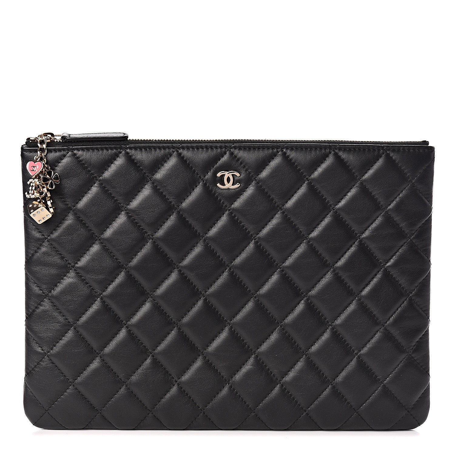 Chanel Lambskin Quilted Medium Casino Beauty CC Cosmetic Case Black 1 of 7
