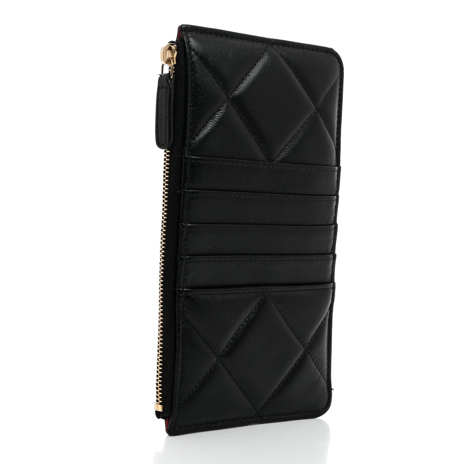 Chanel Goatskin Quilted Chanel 19 Flat Wallet Pouch Black 3 of 7