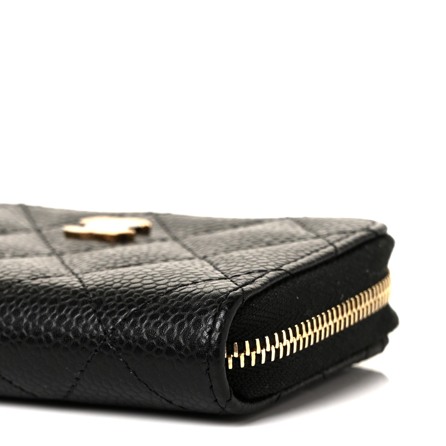 Caviar Quilted Classic Zipped Coin Purse Black