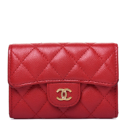 Chanel Caviar Quilted Flap Card Holder Wallet Red 1 of 12