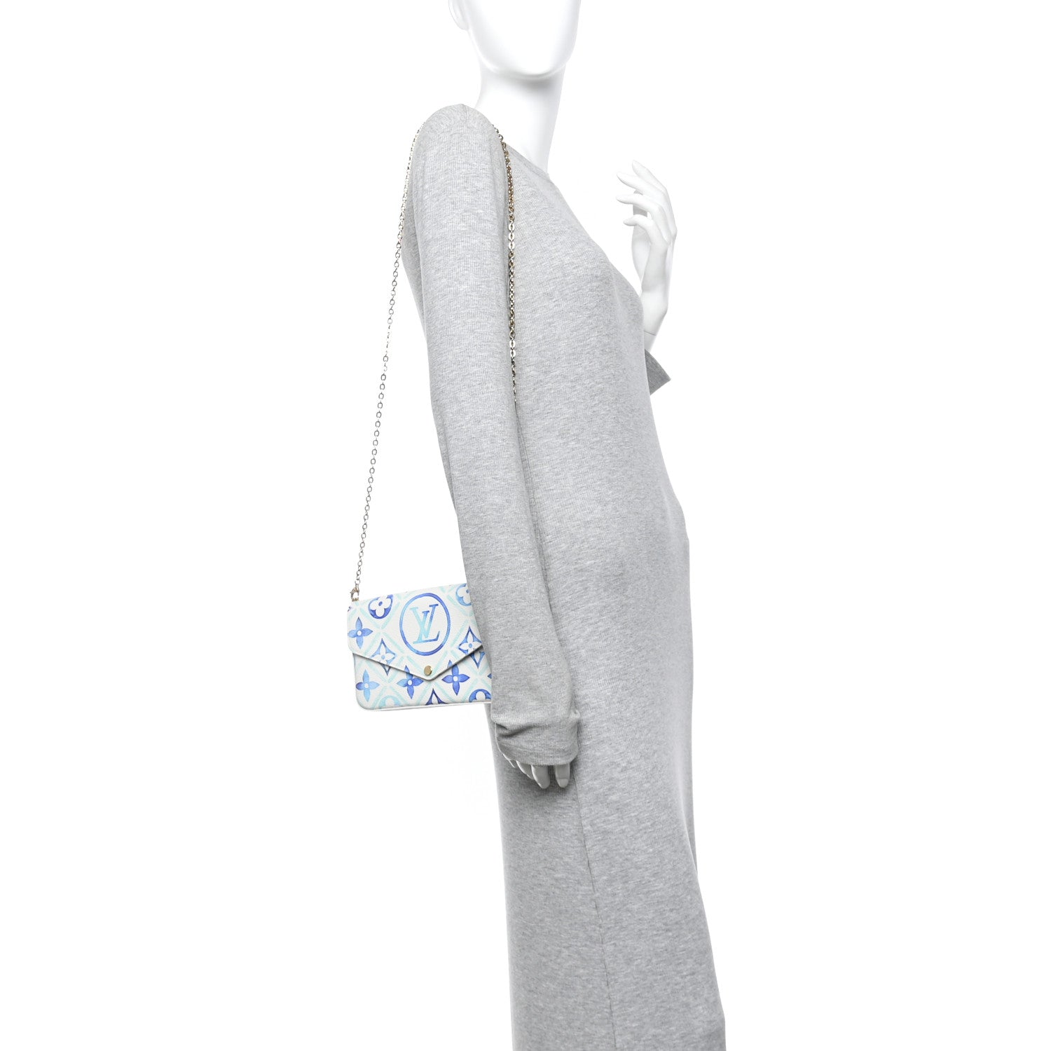 Louis Vuitton Monogram Giant By The Pool 2.0 Felicie Pochette Chain Wallet Lagoon Blue 2 of 9