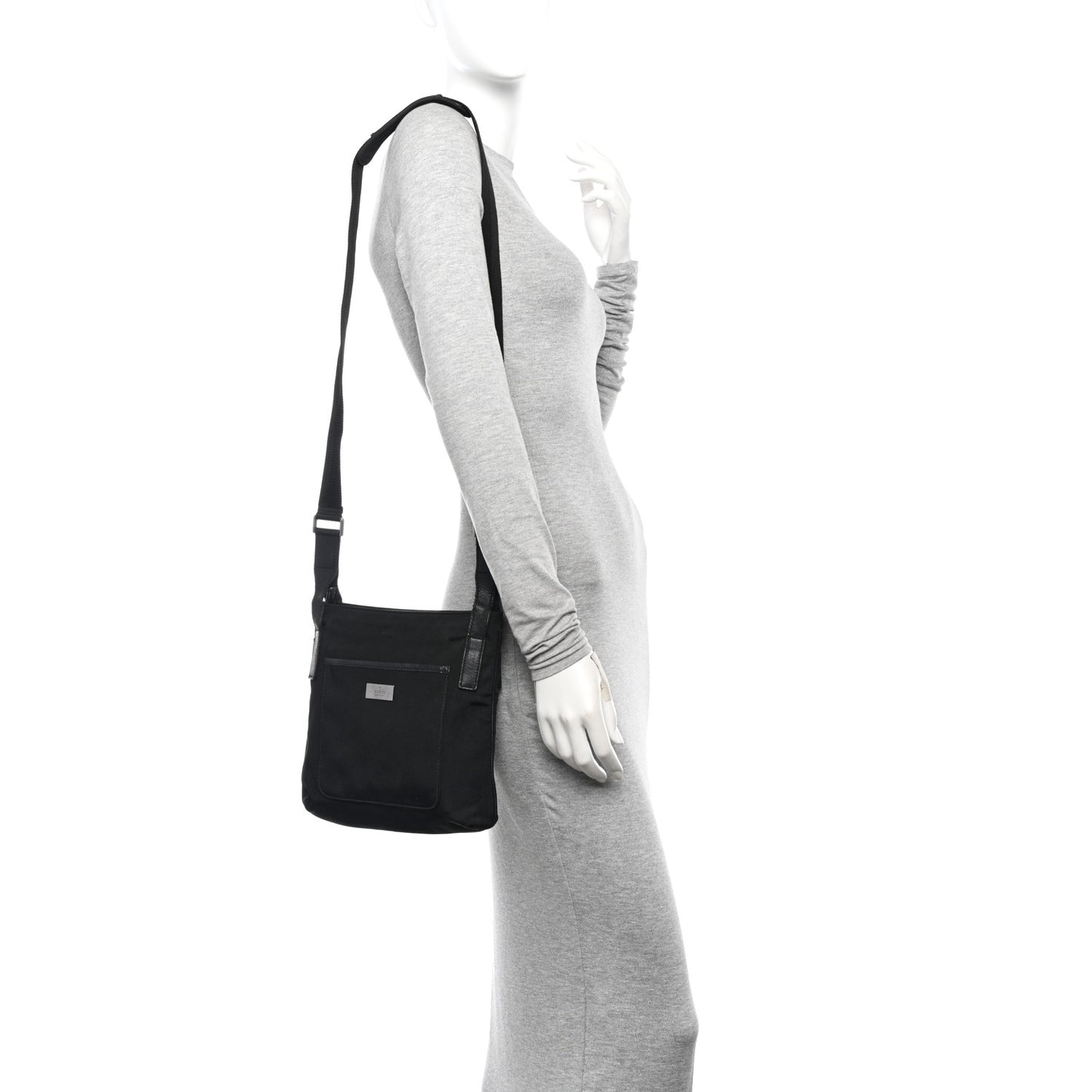 Canvas Flat Messenger Bag Black