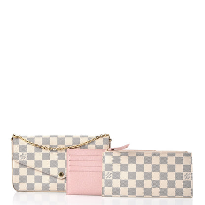 Louis Vuitton Damier Azur Pochette Felicie Chain Wallet Rose Ballerine 3 of 17