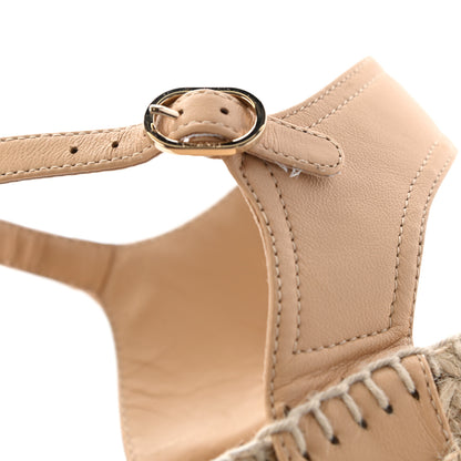 Chanel Lambskin Cap Toe CC Espadrille Sandals 36 Beige Black 12 of 15