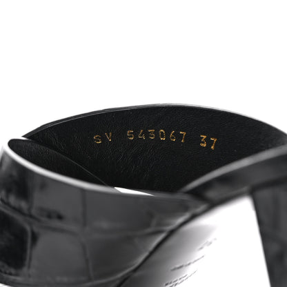 Saint Laurent Crocodile Embossed Calfskin LouLou Mule Sandals 37 Black 8 of 9