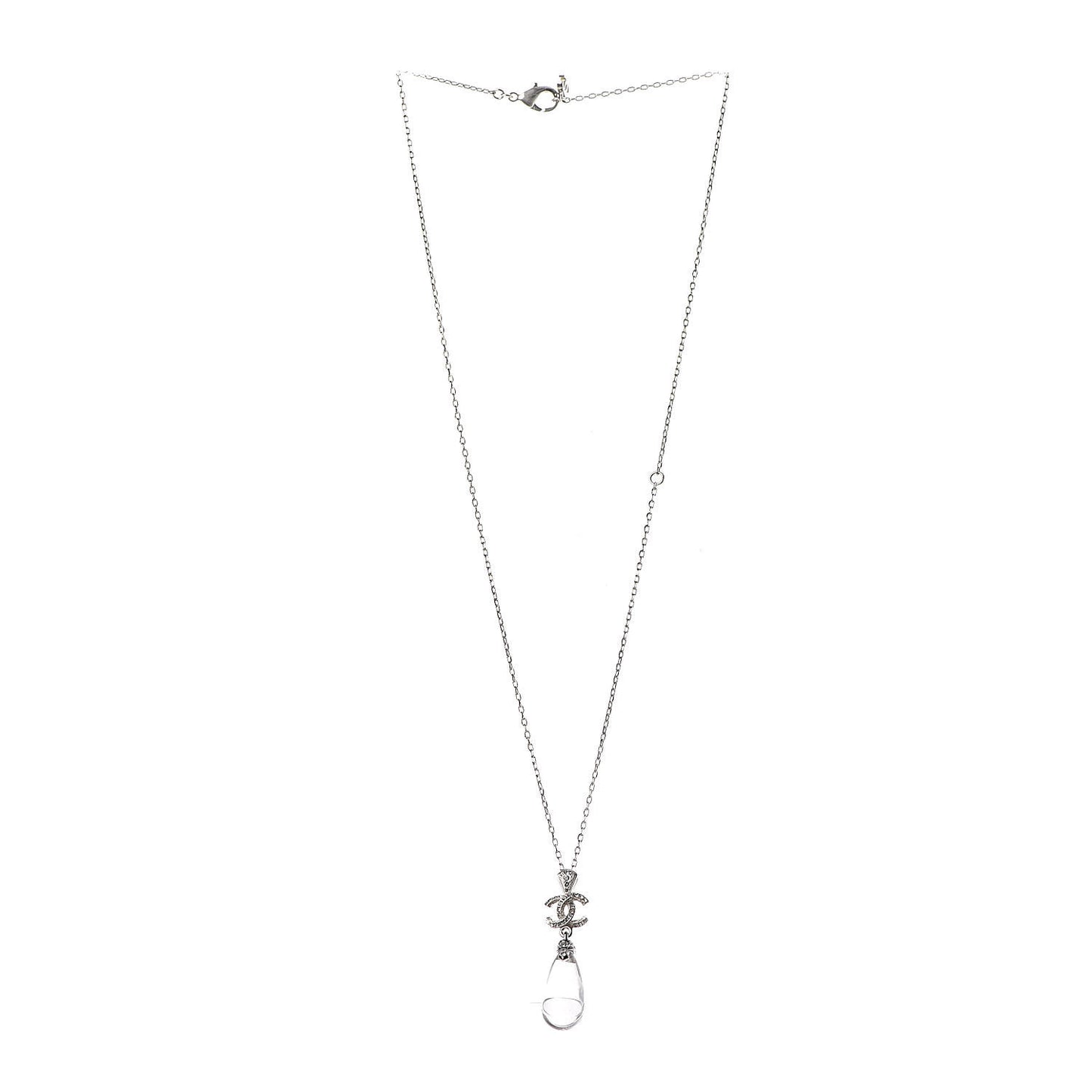CC Crystal Teardrop Necklace Silver