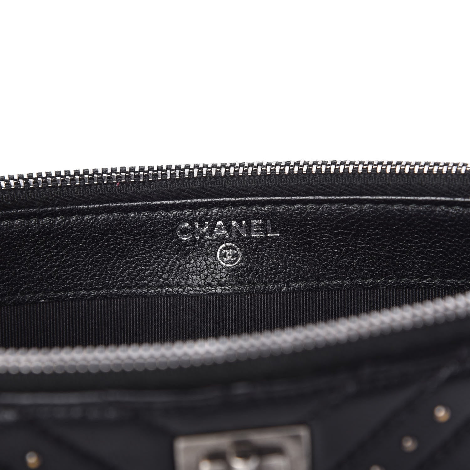Chanel Sheepskin Chevron Quilted Studded Reissue Small Clutch With Chain Black 8 of 11
