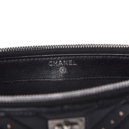 Chanel Sheepskin Chevron Quilted Studded Reissue Small Clutch With Chain Black 8 of 11
