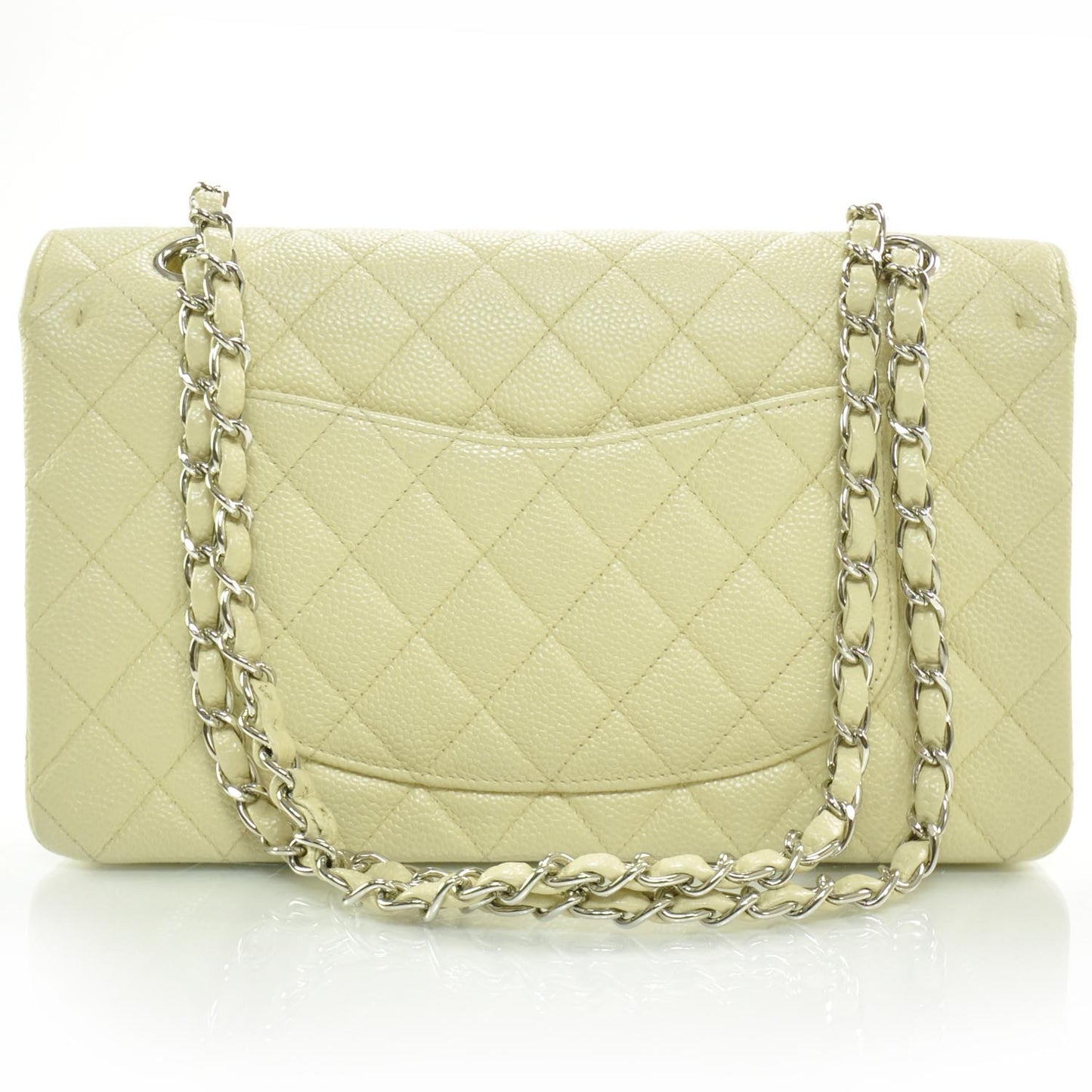 Caviar Quilted Medium Double Flap Beige Clair