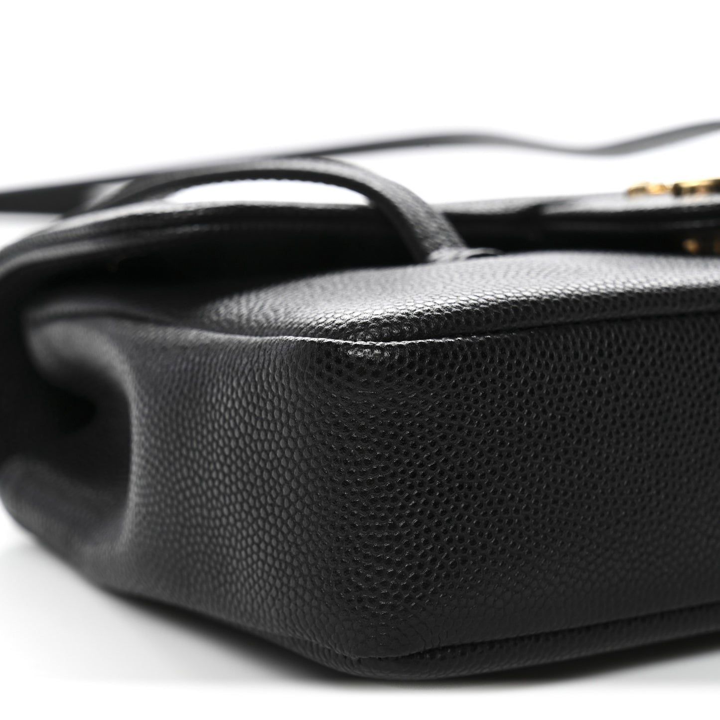 Shiny Caviar Mini Preppy Coco Shoulder Bag Black