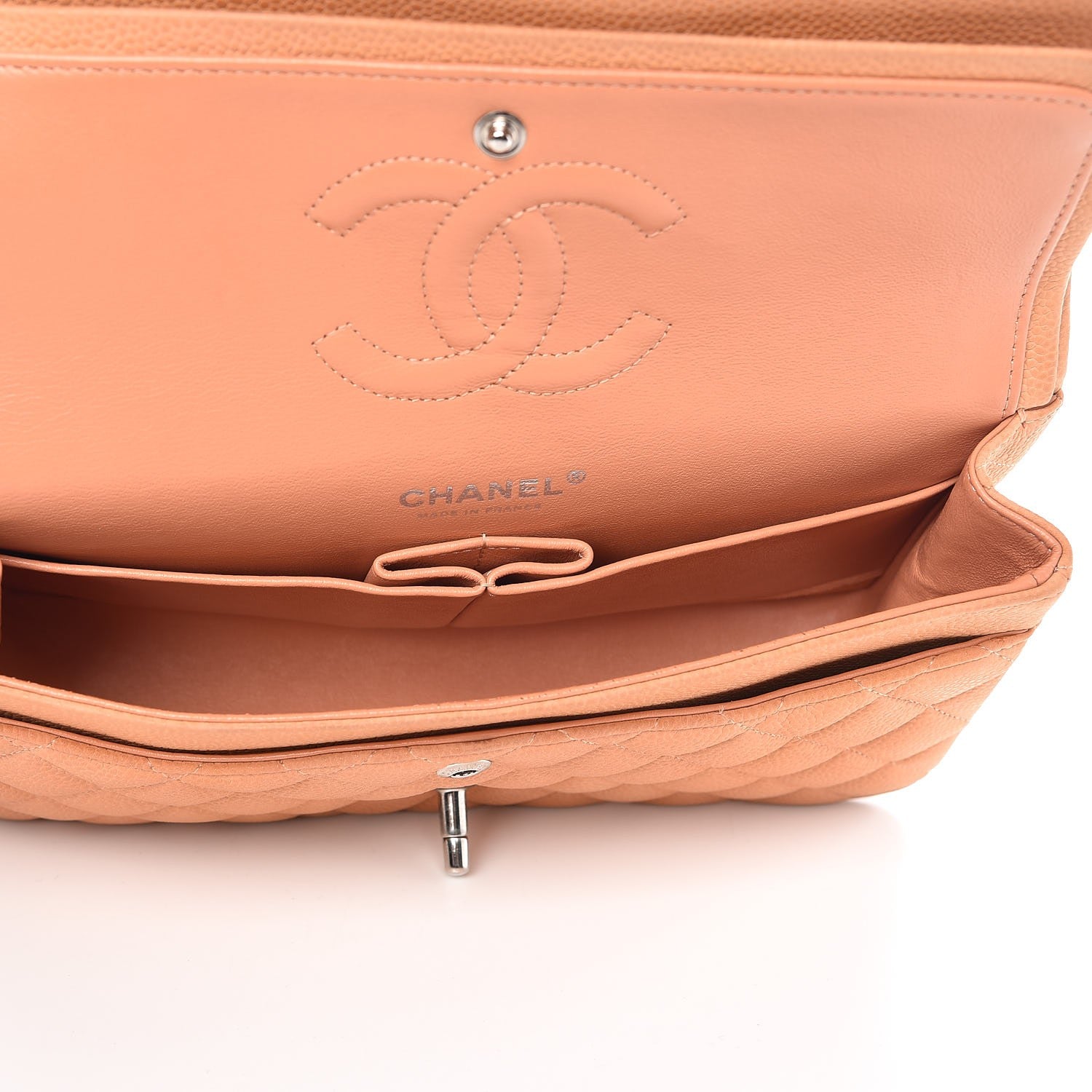 Chanel Iridescent Caviar Quilted Medium Double Flap Dark Beige 5 of 15