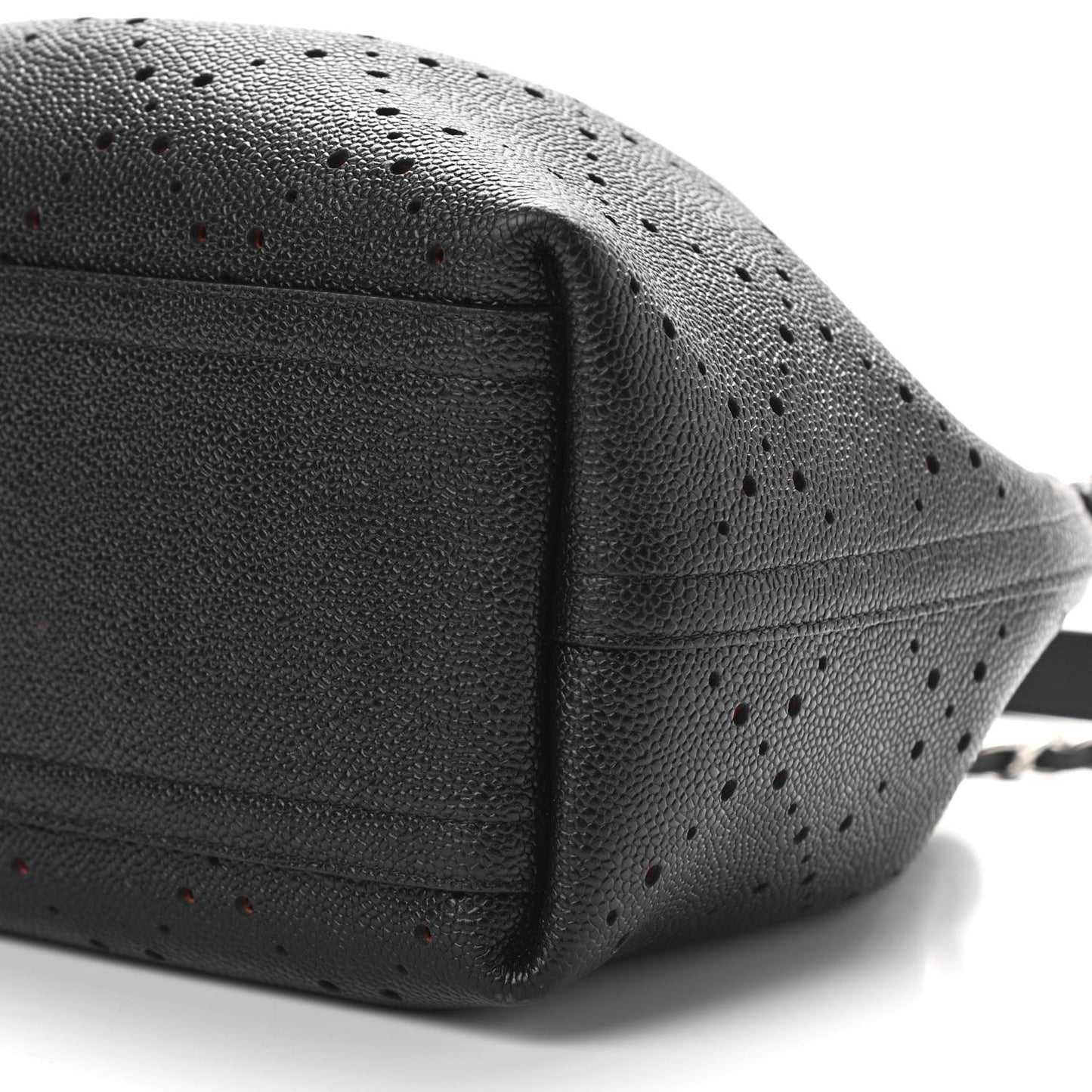 Caviar Perforated Drawstring CC Bag Black Orange