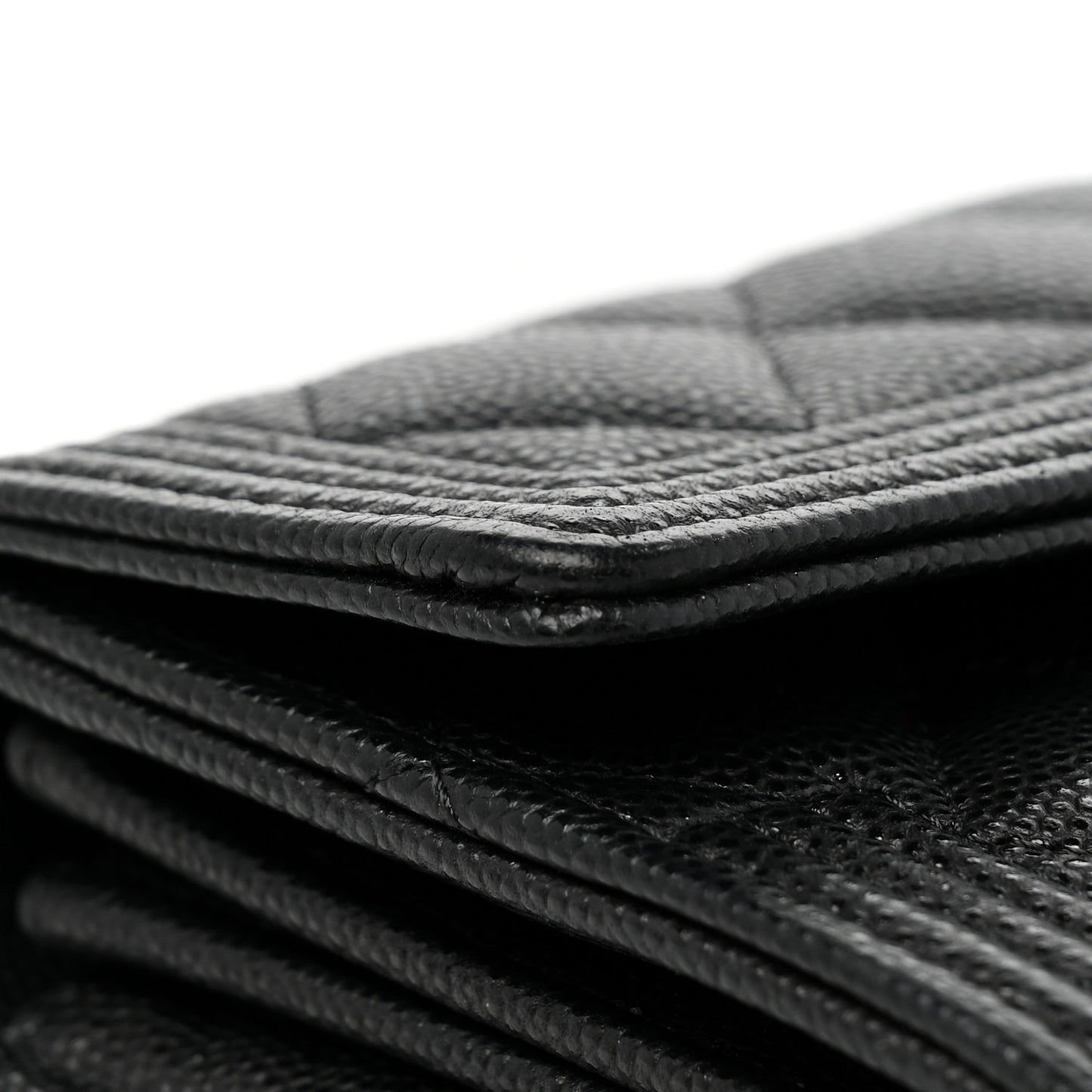 Caviar Quilted Long Boy Flap Wallet Black