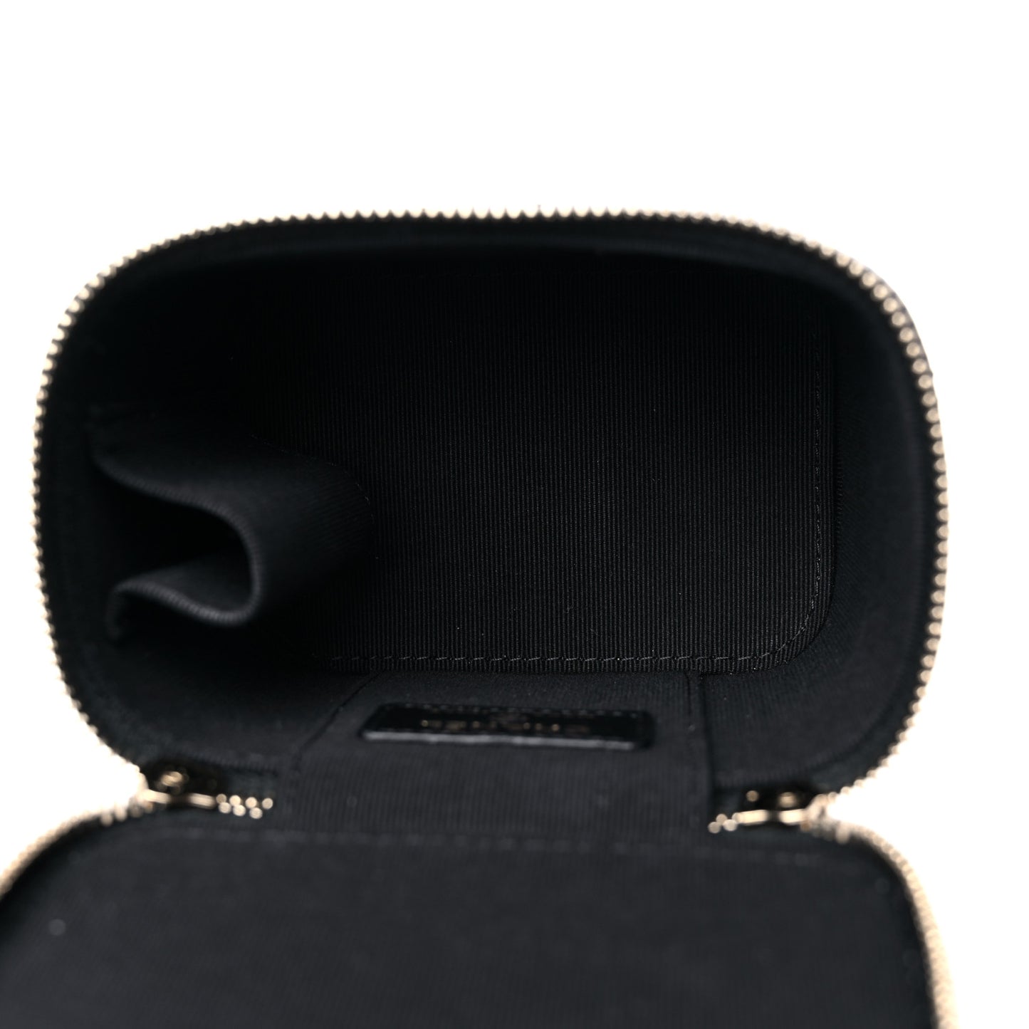 Lambskin Quilted Top Handle Mini Vanity Case With Chain Black