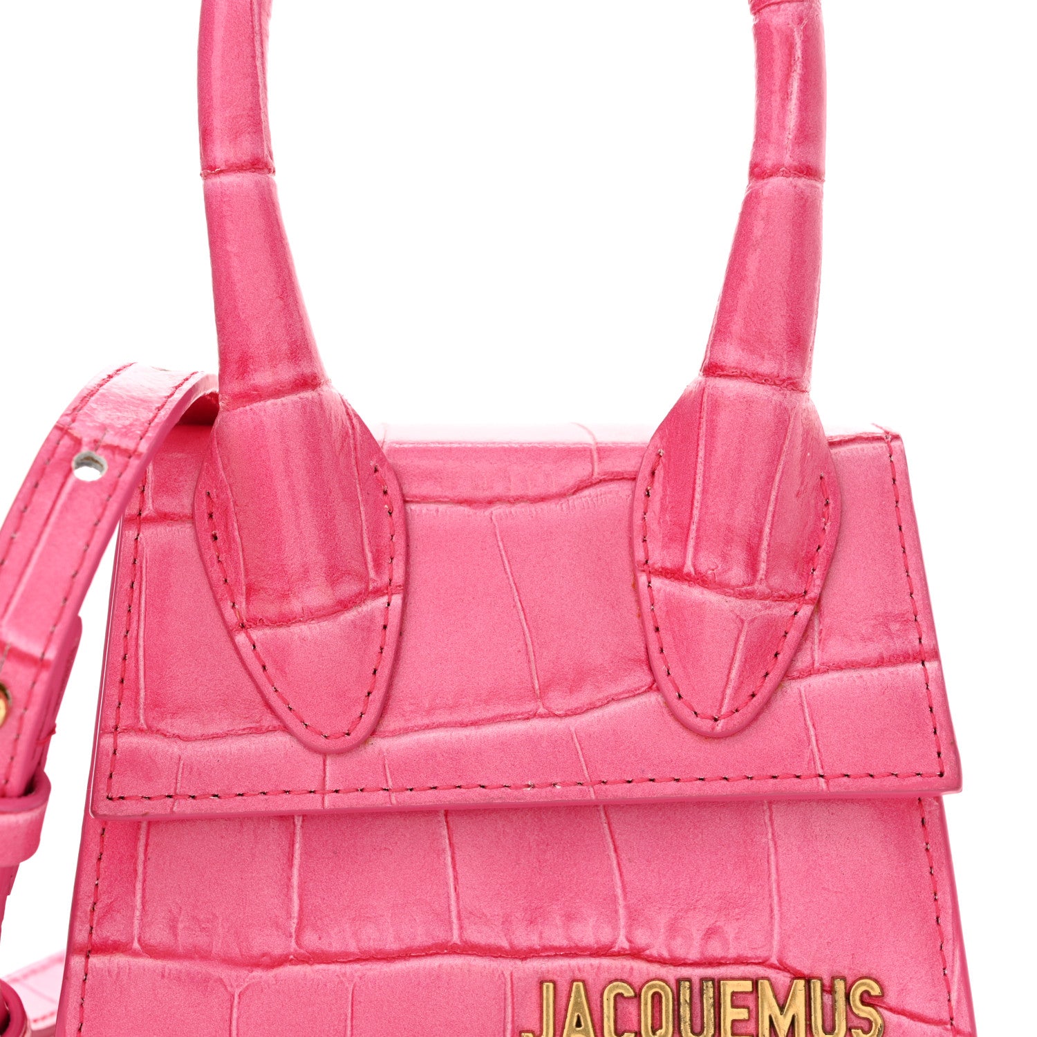 Jacquemus Calfskin Crocodile Embossed Le Chiquito Dark Pink 7 of 10