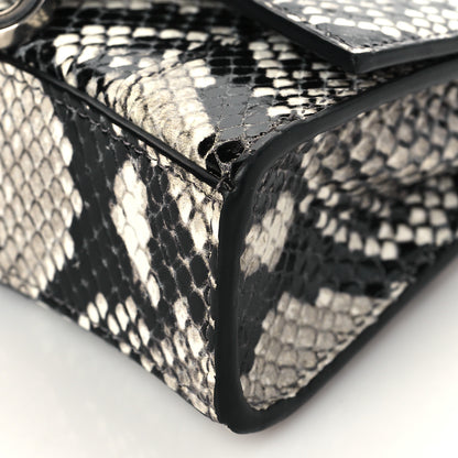 Balenciaga Shiny Calfskin Python Effect Hourglass Top Handle Bag Mini Black White 11 of 12