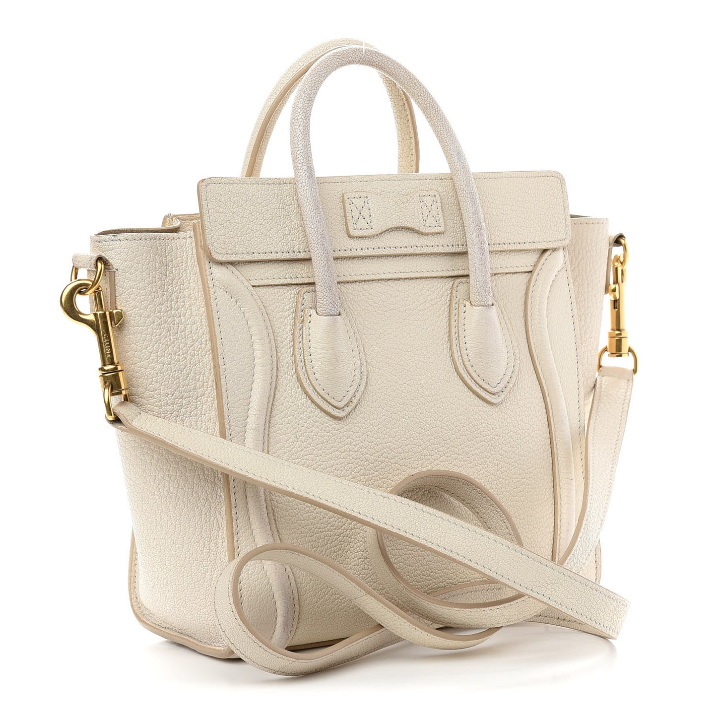 Drummed Calfskin Nano Luggage Ivory