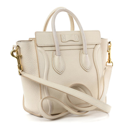 Celine Drummed Calfskin Nano Luggage Ivory 3 of 20