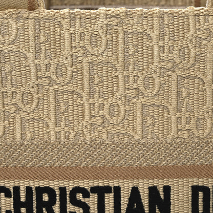 Christian Dior Raffia Calfskin Oblique Embroidered Small Book Tote Beige Camel 8 of 13