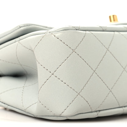 Chanel Lambskin Quilted Mini Rectangular Sweet Camellia Flap Light Blue 9 of 10