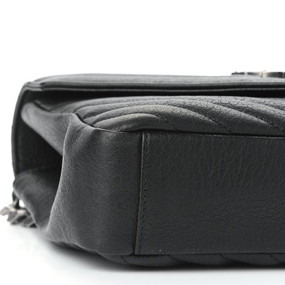 Saint Laurent Sheepskin Matelasse Chevron Monogram Medium College Bag Black 7 of 8